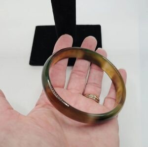 Vintage Brown Green Agate Bangle Bracelet